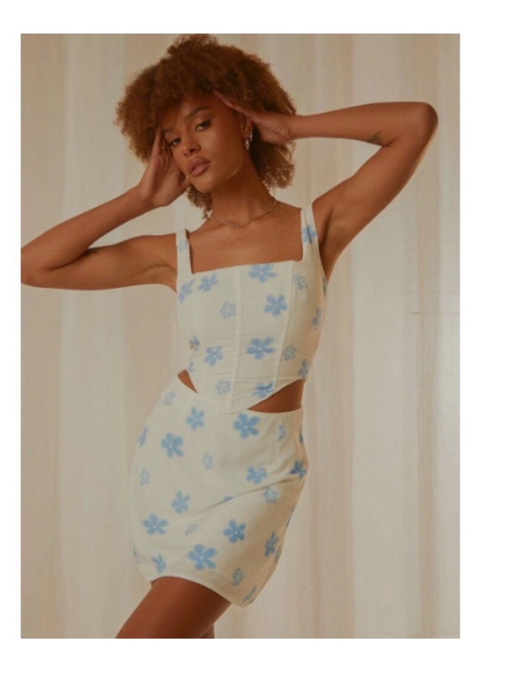 Peppermayo Mini Skirt and Matching Top with Blue Floral Print